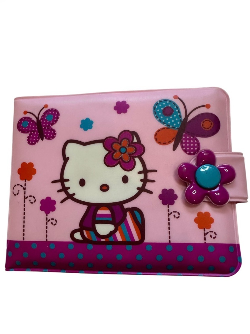 Vintage Hello Kitty Pink Floral Butterfly Tablet Folio vinyl Wallet